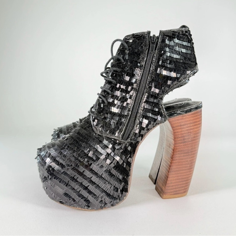 Jeffrey Campbell Black Heeled Boots with Chunky Platform
